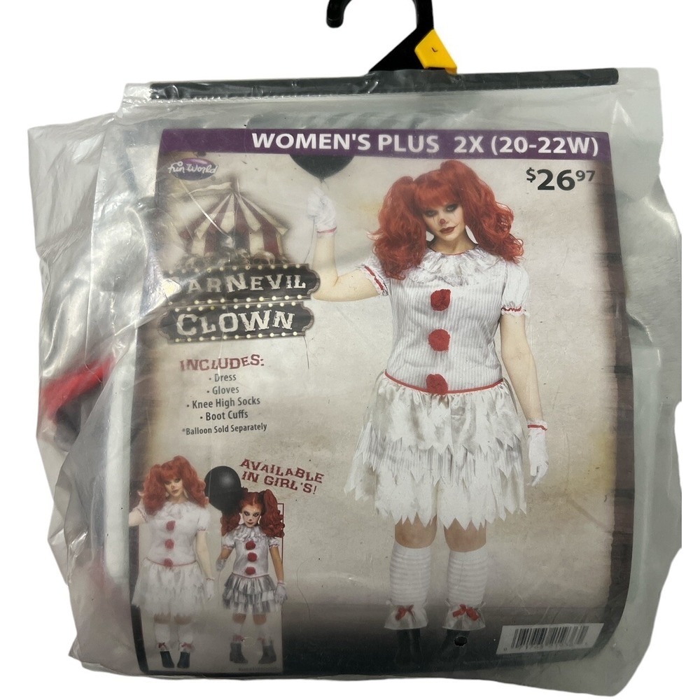 CARNEVIL Carnival Clown Adult Woman Halloween‎ Costume 2X New